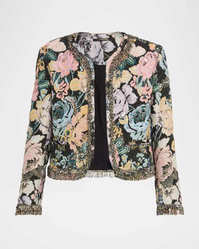 Anaya Beaded Floral Jacquard Jacket